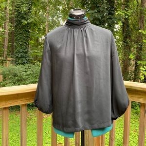 Black “Prologue” high-neck blouse, size M